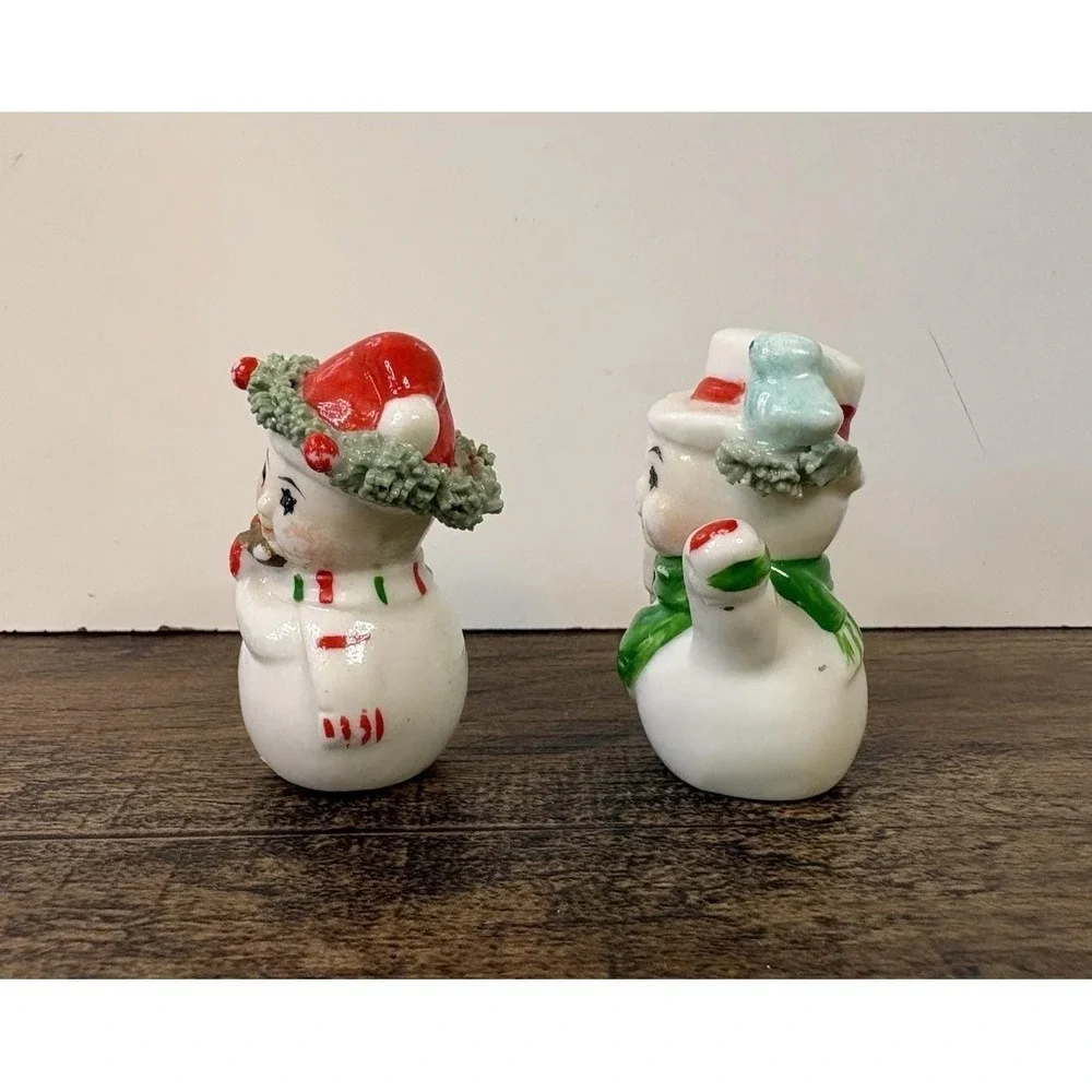 Vintage Miniature Napco Snowman Couple 2